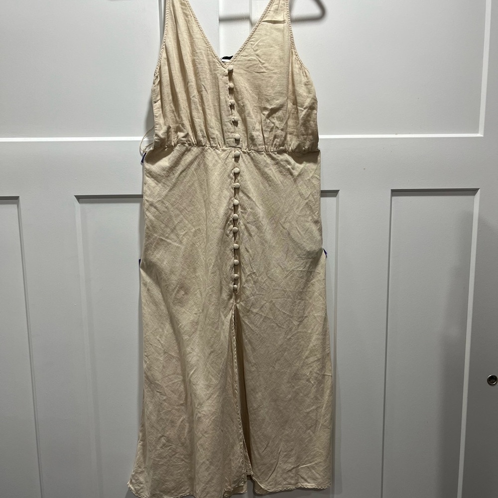 Zara Cream V-Neck Jumpsuit